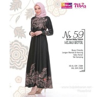 Nibras Gamis Syari NS 59 Warna Hijau Botol Bahan BabyTouch Motif Batik
