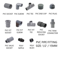 15mm ( 1/2" ) &amp; 20mm ( 3/4" ) PVC Fitting Connector Elbow / Tee / Socket (BBB)