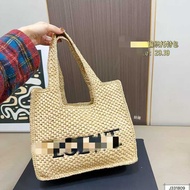 Square Letter Embroidery Vegetable Basket Bag Woven Bag Tote Bag Hand 9b333d