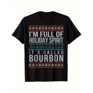 [ Funny Bourbon Holiday Party Tee] Ugly Christmas Drinking Funny Bourbon Holiday Party T-Shirt, Cott