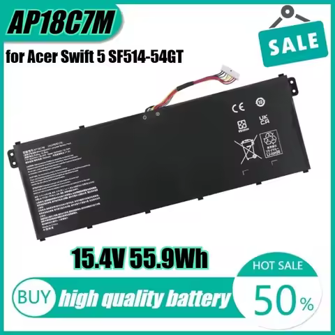 15.4V 55.9Wh AP18C7M Laptop Battery for Acer Swift 5 SF514-54GT SP513-54N-546V SF313-52