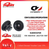 CSW12-250 Dual 2 12'' cATEGORY 7 Subwoofer 250Wrms Max Power 500w 1pc, Dual Voice Coil Subwoofer PEAK POWER 500W