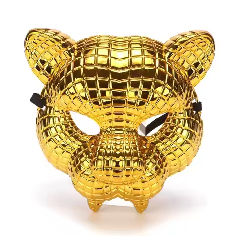 Halloween Animal Cosplay Lion Tiger Leopard Stage Show Prop Mask Golden Leopard Party Mask Costume A