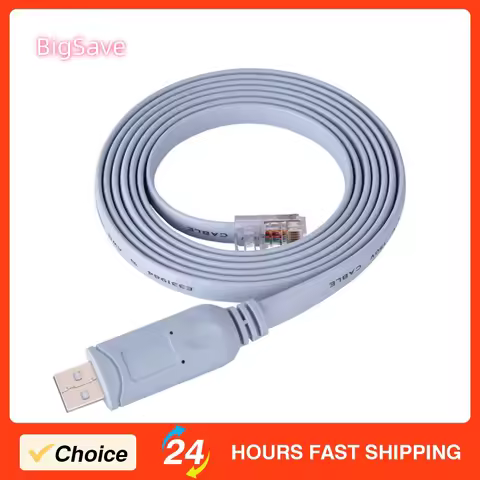Portable USB2.0 Male to RJ45 Male CAT5 Serial Console Flat Cable Light Blue Approx. 1.8m/6ft for Cis
