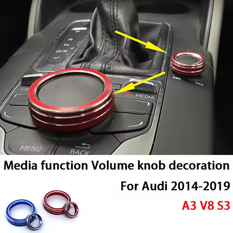 Metal Decoration Ring Cover For Audi 2014-2019 A3 V8 S3 Center Console Media Function Knob Volume Ad
