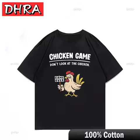 Chicken Game Don't Look At The Chicken Funny Chicken T-Shirt Custom Printed Graphic T Shirt Mens Clo