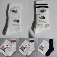 THE NORTH FACE ถุงเท้าผ้าขนหนูสำหรับผู้ชายถุงเท้าสำหรับฤดูหนาวขนาดกลางยาวท่อถุงเท้าผ้าเทอร์รี่หนาบาร