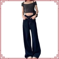 [Tenice AA292] Korean Style Original Color Denim Trousers Versatile Slimmer Look Wide Pants High Wai