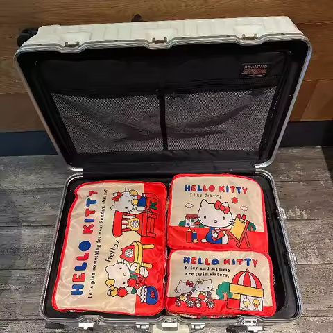 Sanrio Hello Kitty Cute Cat Makeup Bag Travel Three-Piece Set Lingerie Packing and Finishing Bag Org