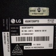power suply dan mainboard tv lg 49UM7290ptd