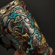 古玩雜項  青銅杯 錯金銀青銅杯 銘文杯  規格如圖！（溫馨