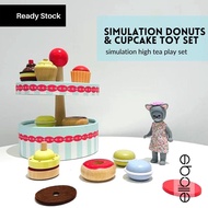 ELLOQE Renee Simulation Donuts & Cupcake Toy Set Mainan Donat Kek cawan Kayu Kanak-kanak