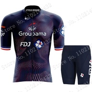 2026 STYLE FDJ Cycling Jersey Team Set France Summer Clothing Mens Road Bike Shirts Suit Bicycle Bib