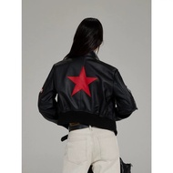 Y2K Retro Badge Stand Collar Motorcycle Leather Jacket - Unisex Streetwear Casual Autumn