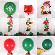 圣誕節裝飾墨綠紅金色氣球鏈布置桌飄地飄盒子老人拐杖雪花鋁膜