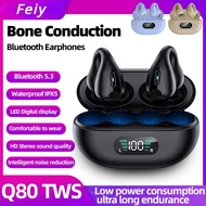 Q80 Headset TWS Ear-clip Wireless Bluetooth Bone Conduction Earphones Sound Earbuds with microphone Headphone Feiy