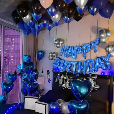 52pcs blue birthday party decoration balloons set for blue theme birthday party, birthday decoration