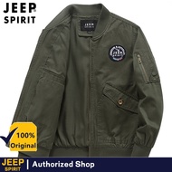 JEEP SPIRIT Pilot ทหารแจ็คเก็ตซิปแจ็คเก็ตขนาดใหญ่ Casual Army Bomber ยุทธวิธี Air Force Jacket เสื้อ