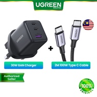 UGREEN 30W GAN Charger 3-Ports USB-C PD 3.0 QC USB-A Fast Charging Power Adapter Mini Compact Portab