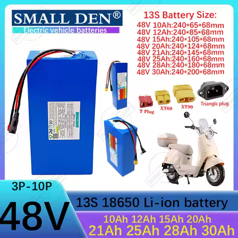 48V 30Ah 28Ah 25Ah 21Ah 20Ah 15Ah 12Ah 10Ah Rechargeable Lithium Battery Pack 0-3000W Electric Motor