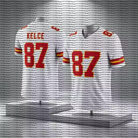 Kansas City #87 Red Home Football Jersey Unisex V‑Neck Short Sleeve Striped Cuff Number Print Top Fo