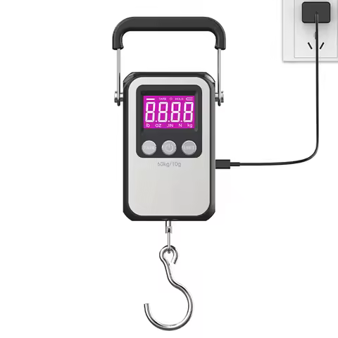 60Kg/10g Portable Hanging Scale Precision Hook Scale LCD Digital Scale Rechargeable Weighing Luggage