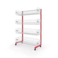 kefva ชั้นตะกร้ามินิมาร์ท 3-5 ชั้น หน้าเดียว มีล้อ กว้าง 90 cm รุ่น Pony (แบบมีคาน ถอดได้) เชลฟ์วางข