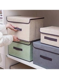1個可折疊布製儲物箱用於家庭-衣物組織者,多功能無紡布寶寶防塵收納盒