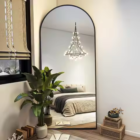 71"x26" Arch Full Length Mirror, Wall Mirror Floor Mirror with Stand Hanging or Leaning, Aluminum Al