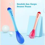 Baby Feeding Spoon Baby Feeding Spoon/ Heat Sensor Spoon Fork Set Heat Sensing Fork Heat Sensor