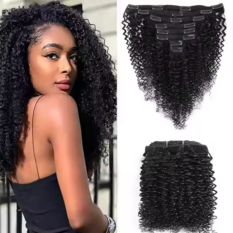 Curly Clip In Extension Human Hair 3C Kinky Curly Clip Ins Full Head for Women Brazilian Remy Human 
