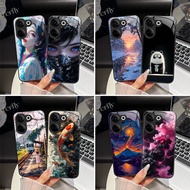 For Tecno Camon 20 Camon20 Pro 4G Colorful Sky Pattern Girl Casing CK7n CK6 CK6n Tempered Glass Shoc