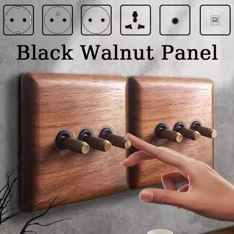 European Vintage Wall Lamp Power Socket Eu Ru Fr Standard Switch Antique Home Solid Wood Brass Toggl