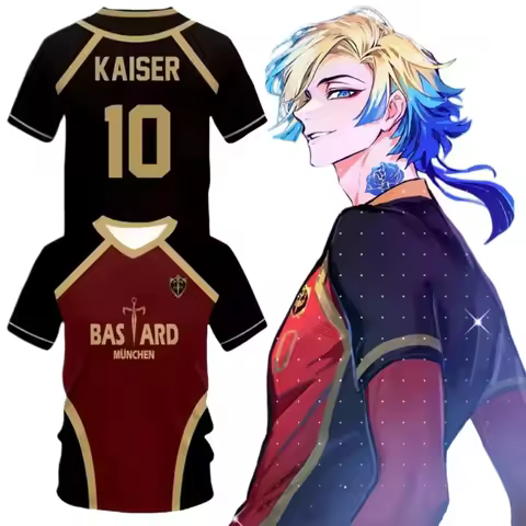 Blue Lock Anime Michael Kaiser Cosplay Costumes Bastard Munchen Football Shirt 3D Printing Short Sle