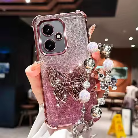 X8 Pro/X8Pro Max Pearl Bracelet Butterfly Stand Phone Case For Xiaomi Poco X8 Pro Max M8 F8 ultra Pr