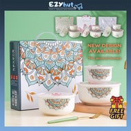 Bohemian Bowl Container Set Ceramic Bowl Set Bowl With Lid Food Storage Container Giftbox Doorgift M