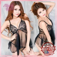 READY STOCK Sexy Lingerie Set Dress Women Nightwear Underwear + GString Sexy Nightwear Pyjamas Baju Tidur Seksi MG1007