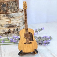 Wooden Guitar Shaped Guitar Picks Holder Wooden Pick Box with Stand, Vintage Guitar Case for Selection