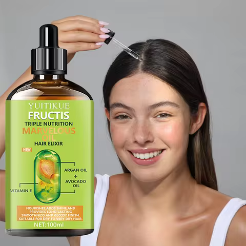 YUITIKUE Fructis Triple Nutrition Hair Oil | Argan, Avocado & Vitamin E, Smooth & Glossy For All Hai