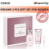 Coach Dreams 3 Pcs Gift Set for Women (90ml EDP + 7.5ml Travel Spray + 100ml Lotion) GiftSet [100% Authentic Perfume]