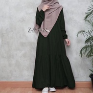 Dress- Zavian Collection Dress Abaya Serut Lengan Karet / Basic Abaya Polos Remaja Santri Putri Keki
