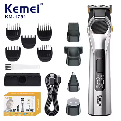 Kemei KM-1791 Waterproof Grooming Kit Electric Beard Trimmer Cordless Razor Hair Clippers Rechargeab