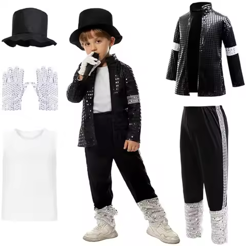 Michael Jackson Costume for Kids,Michael Jackson jacket Cosplay Accessory Set for Performances Comme