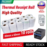 Thermal Paper Roll 80mm x 60mm (10 Rolls) Cash Register Receipt POS 80x60 80mmx60mm