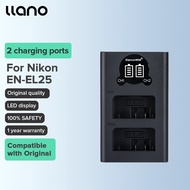 LLANO Nikon EN-EL25 Camera Charger LED USB Dual Slot Digital for Z30 Zfc Z50