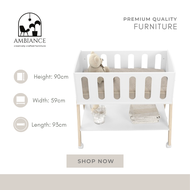 AMBIANCE FURNITURE MINI CRIB FOR BABY WHITE MATTE NATURAL