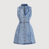 Women's Sleeveless Fitted Mini Denim Dress, Business Casual Woman, Dresses For Women Elegant, Easter