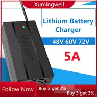 【Li Ion Charger 】48V 60V 72V 5A Ebike Charger With Fan For Electric Bike Bicycle Tricycle Balance Bike Scooter Lithium Battery LiFePo4 54.6V 58.4V 58.8V 67.2V 71.4V 73V 84V 87