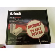 Aztech HomePlug AV 200Mbps Ethernet Adapter with AC Pass-Through