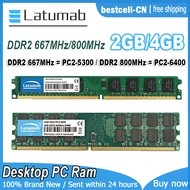 Latumab Memoria RAM DDR2 2GB 4GB 667MHz PC2-5300U PC2-6400U UDIMM 1.8V 240pin DDR2 Bộ nhớ máy tính đ